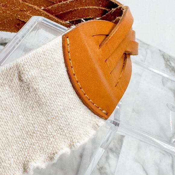 Y2K Braided Leather Brown Size Small Big Metal Buckle Elastic Stretch Back - Picture 9 of 9